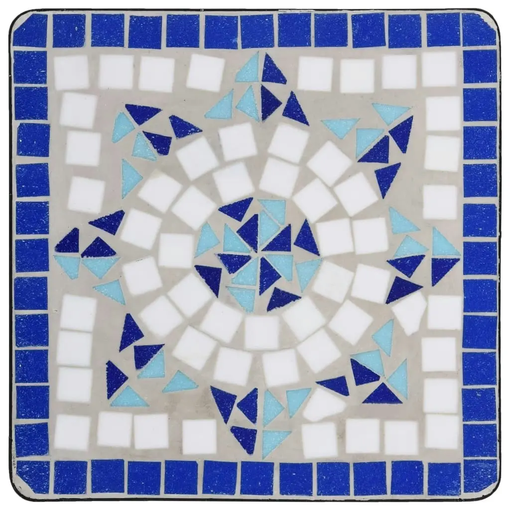 Mosaic Side Table Blue and White Ceramic 46710