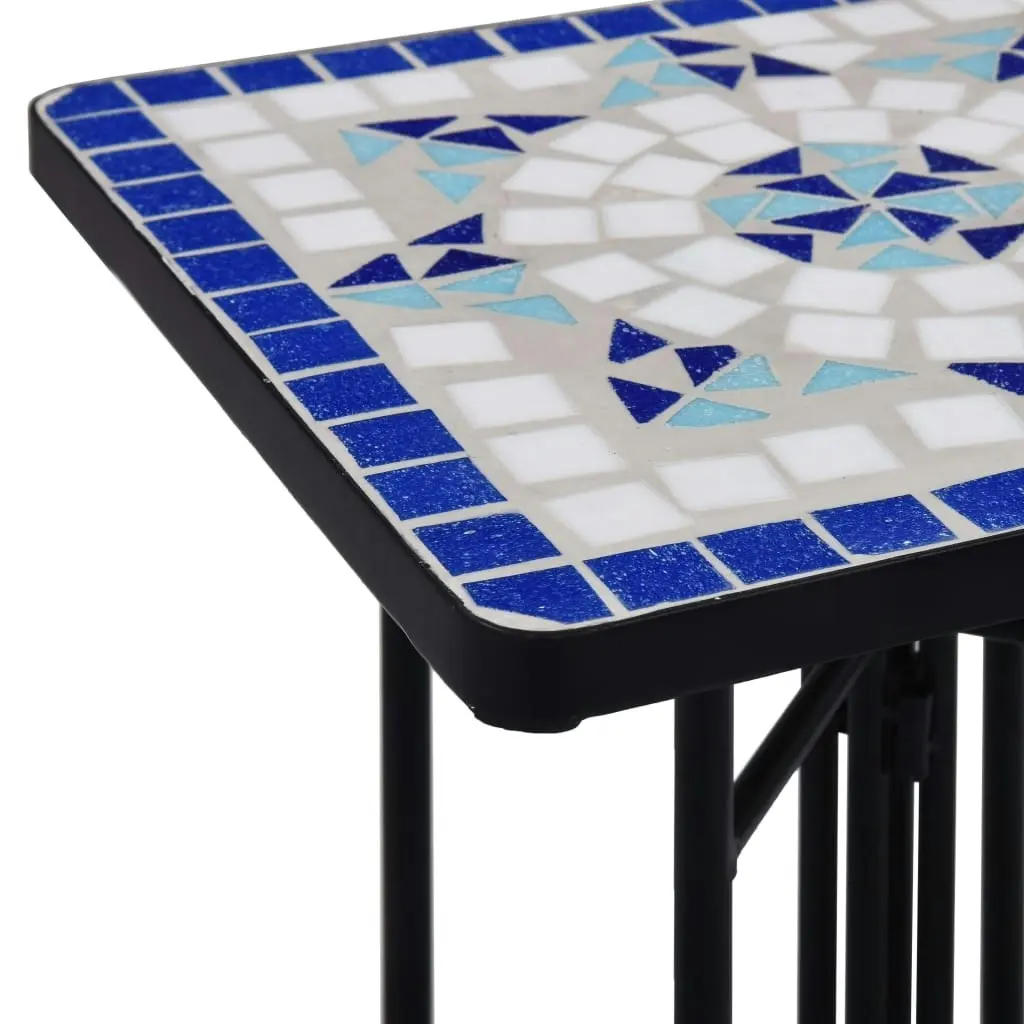 Mosaic Side Table Blue and White Ceramic 46710