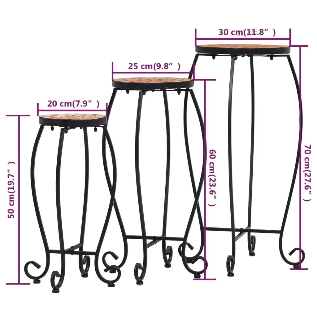 Mosaic Tables 3 pcs Terracotta Ceramic 46701