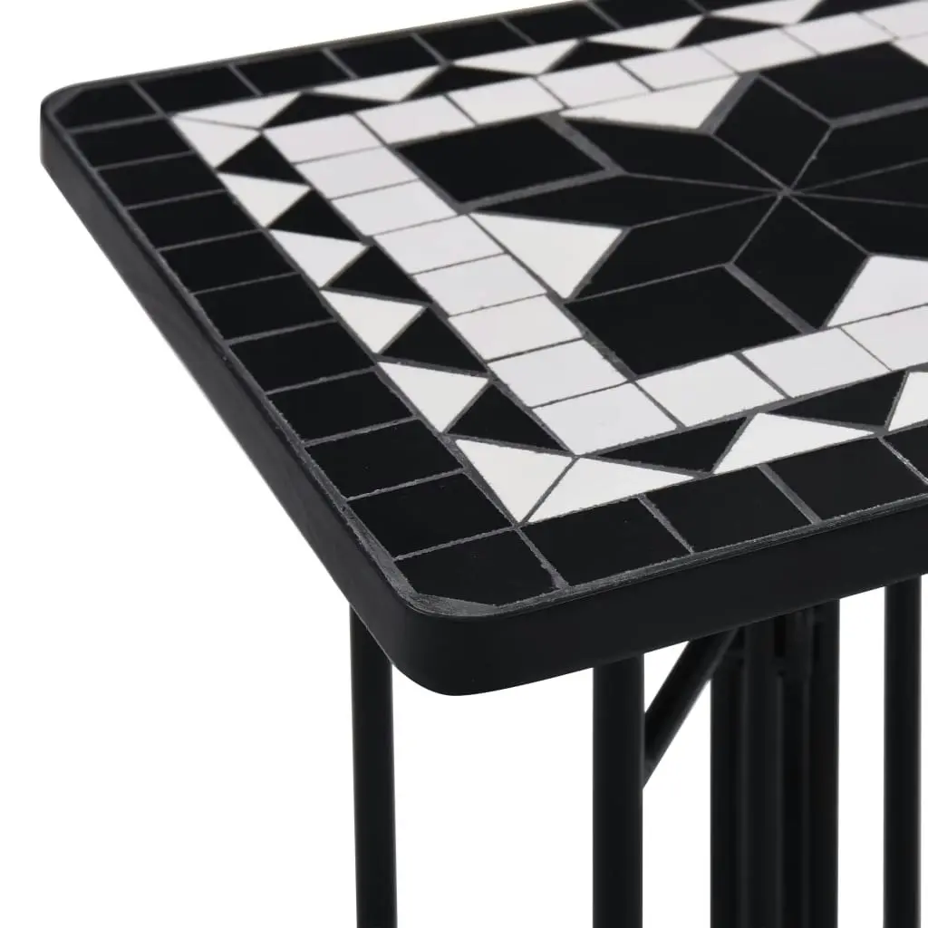 Mosaic Side Table Black and White Ceramic 46711