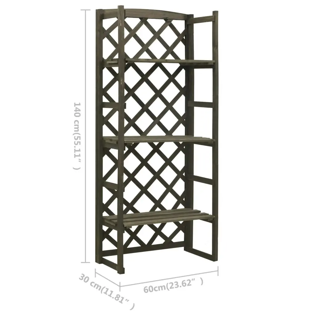 Plant Stand with Trellis Grey 60x30x140 cm Solid Firwood 314835