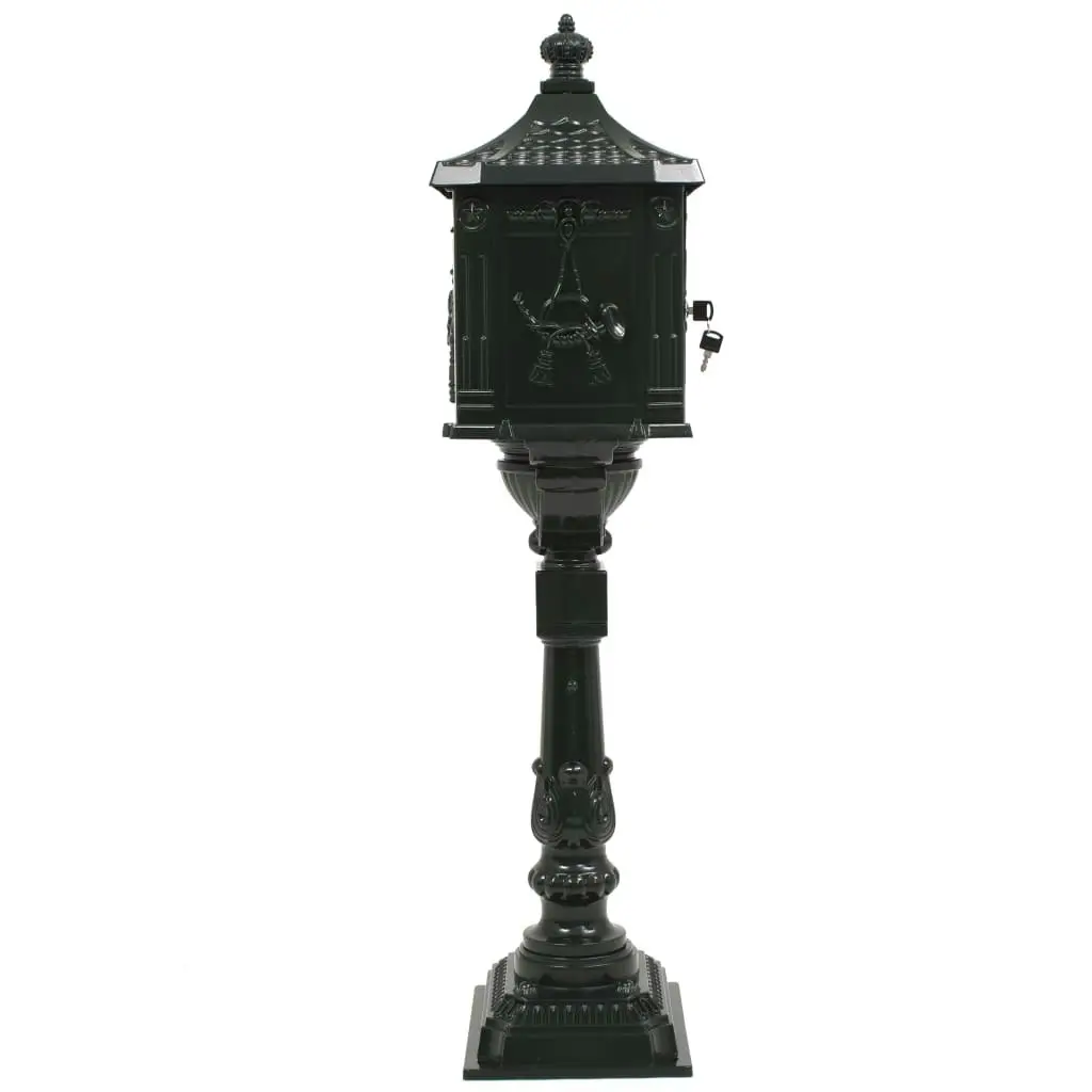 Pedestal Letterbox Aluminium Vintage Style Rustproof Green 43893