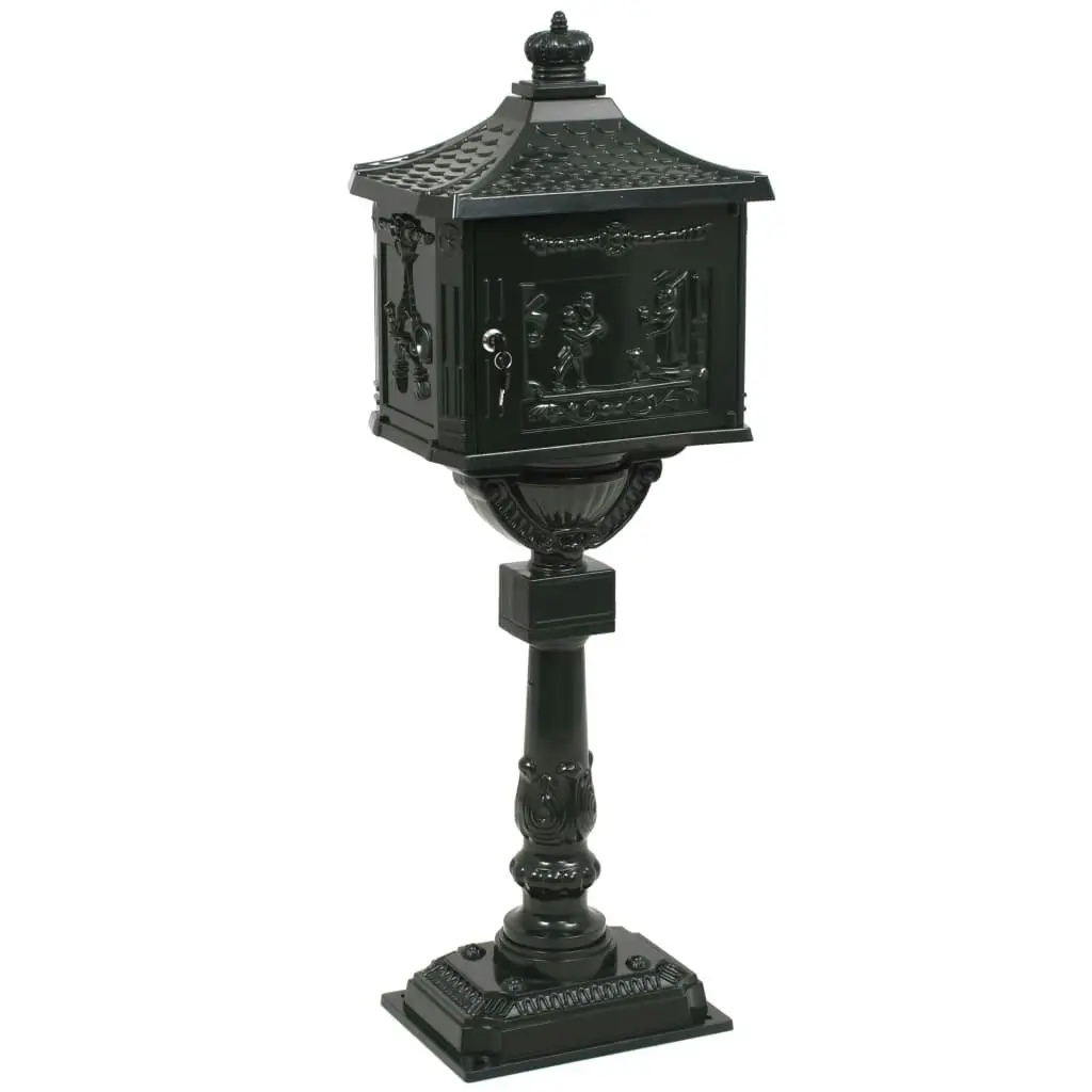 Pedestal Letterbox Aluminium Vintage Style Rustproof Green 43893