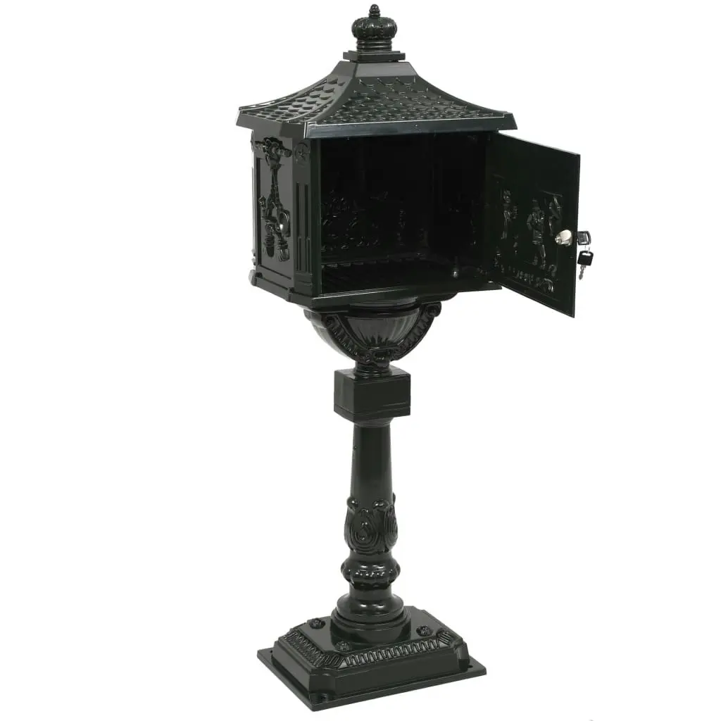 Pedestal Letterbox Aluminium Vintage Style Rustproof Green 43893