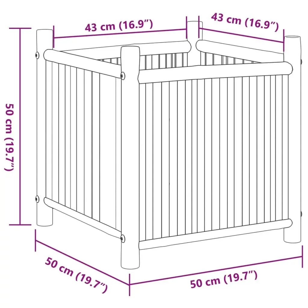 Planter 50x50x50 cm Bamboo 366465