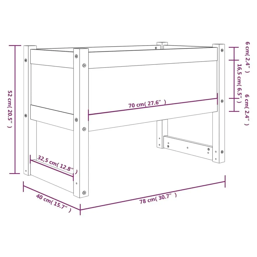 Planter 78x40x52 cm Solid Wood Pine 822117