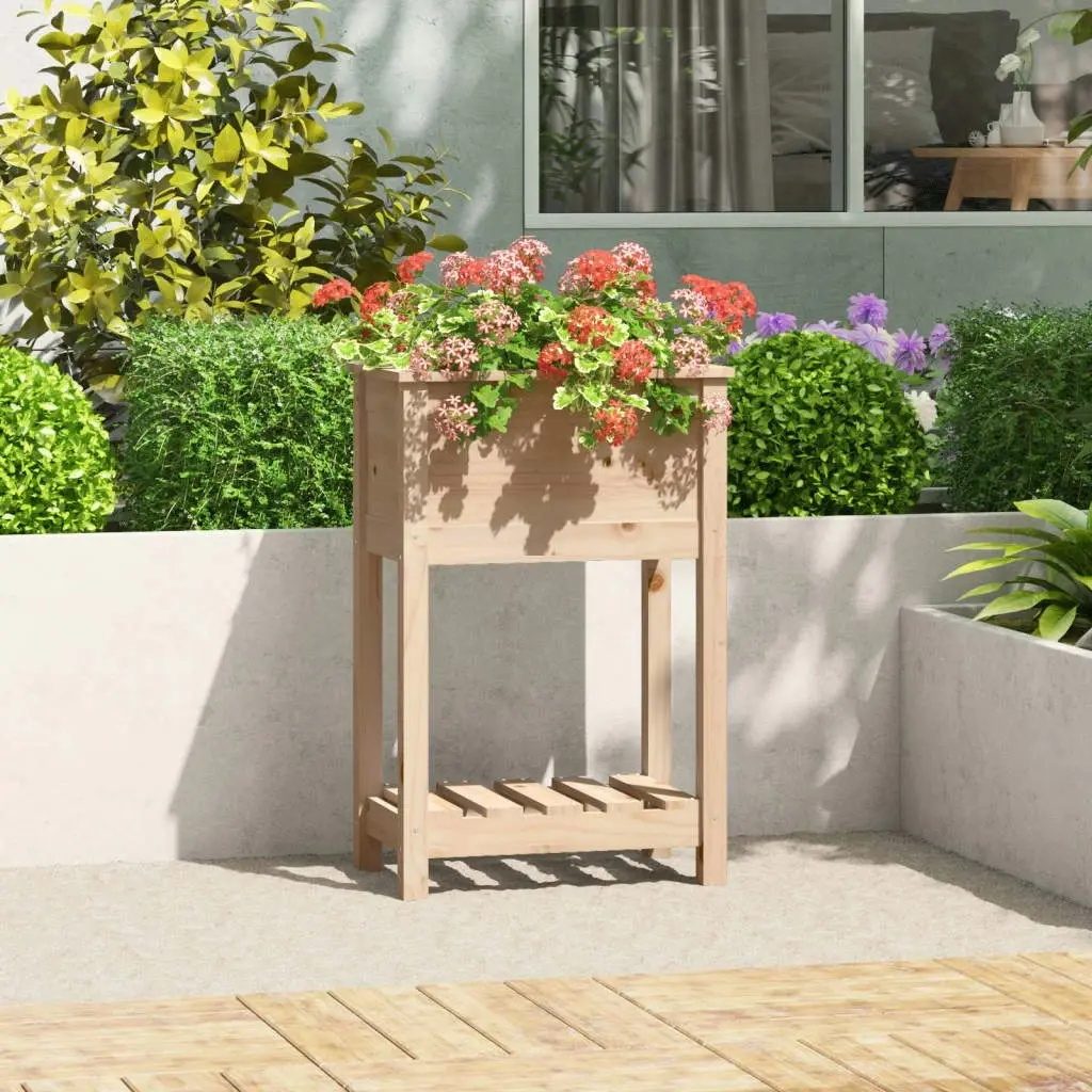 Planter with Shelf 54x34.5x81 cm Solid Wood Pine 823752