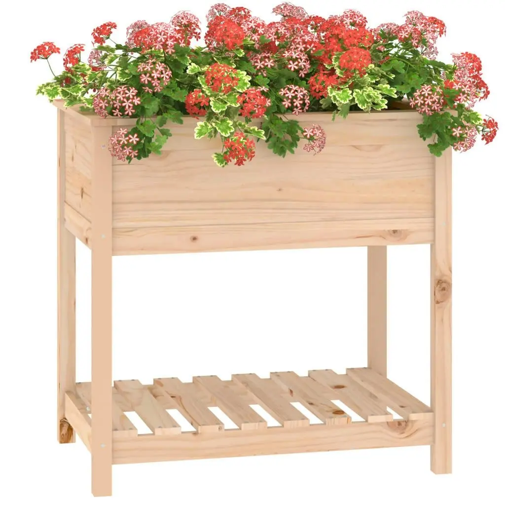 Planter with Shelf 82.5x54x81 cm Solid Wood Pine 823780