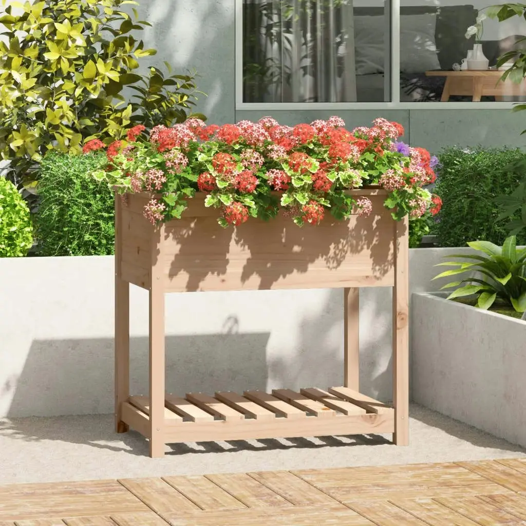 Planter with Shelf 82.5x54x81 cm Solid Wood Pine 823780