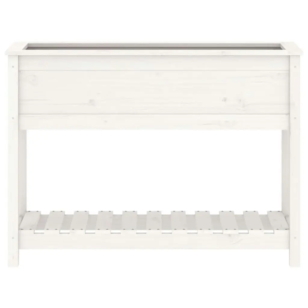 Planter with Shelf White 111.5x34.5x81 cm Solid Wood Pine 823767