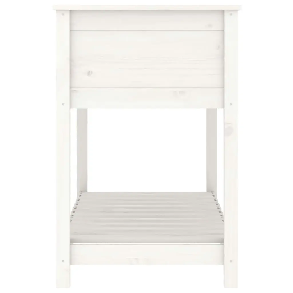 Planter with Shelf White 111.5x54x81 cm Solid Wood Pine 823788