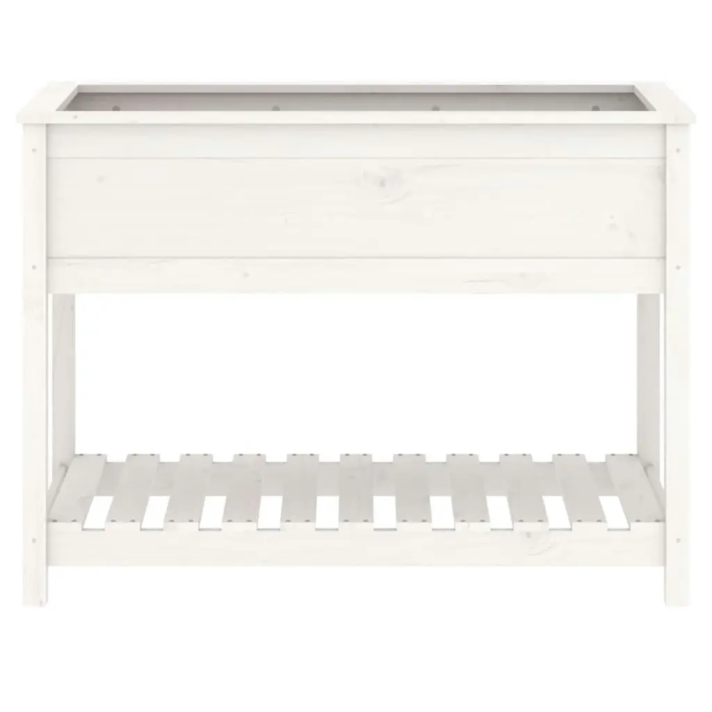 Planter with Shelf White 111.5x54x81 cm Solid Wood Pine 823788