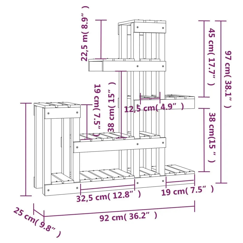 Plant Stand 92x25x97 cm Solid Wood Pine 822102