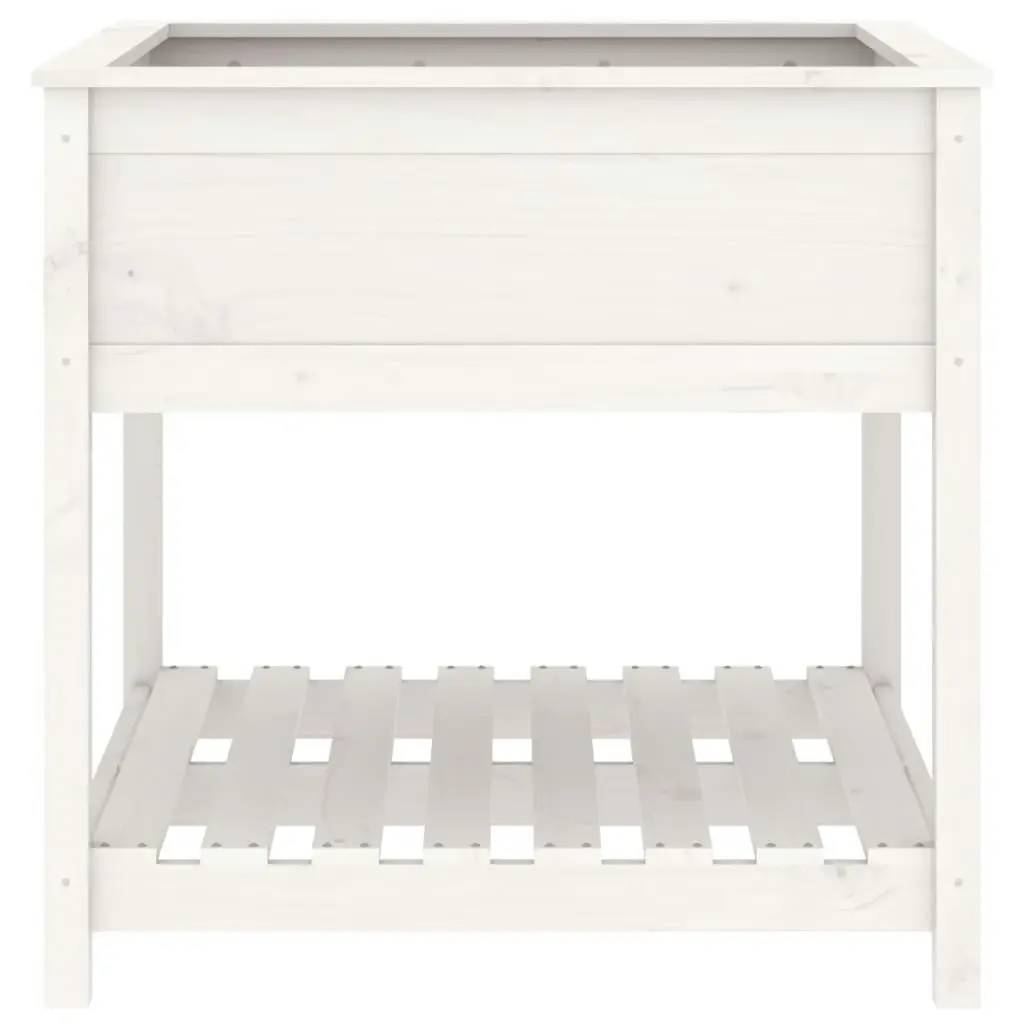 Planter with Shelf White 82.5x82.5x81 cm Solid Wood Pine 823795