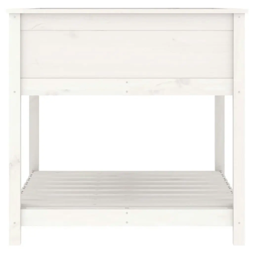 Planter with Shelf White 82.5x82.5x81 cm Solid Wood Pine 823795