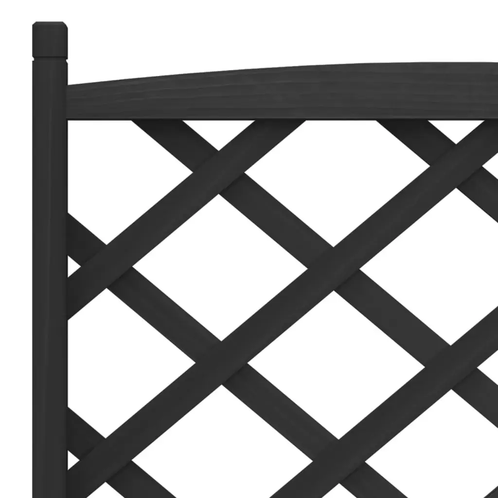 Planter with Trellis and Wheels Black Solid Wood Fir 3207652