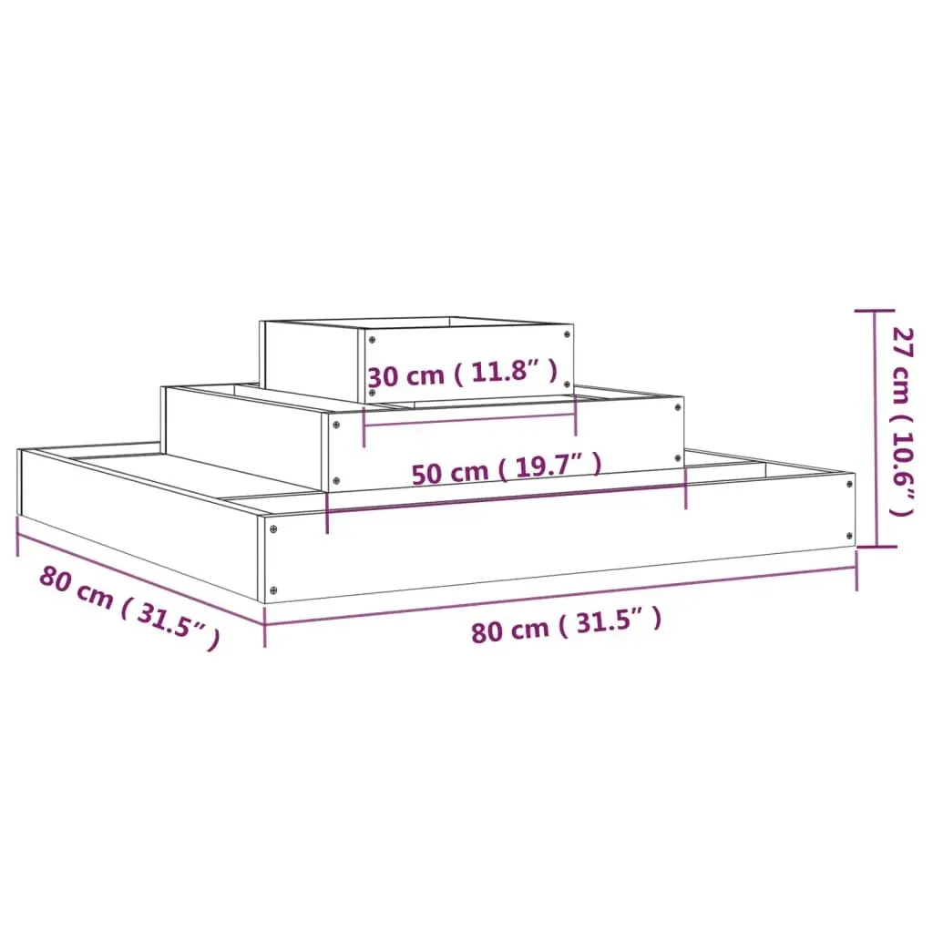 Planter 80x80x27 cm Solid Wood Pine 823864