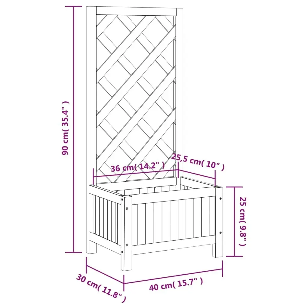 Planter with Trellis Black Solid Wood Fir 365475