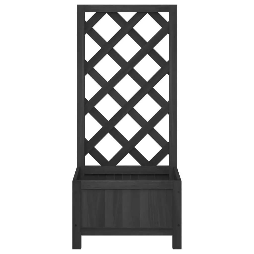 Planter with Trellis Black Solid Wood Fir 365475