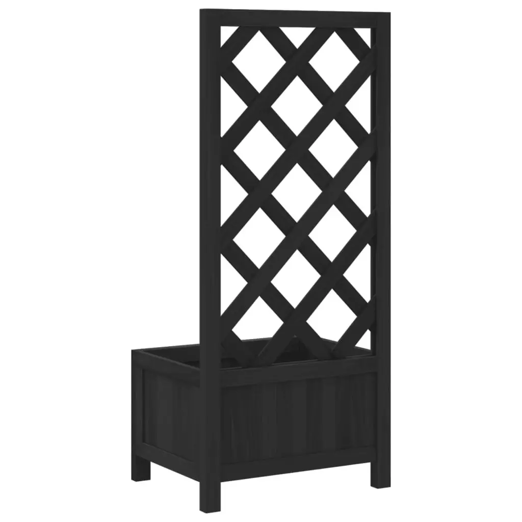 Planter with Trellis Black Solid Wood Fir 365475