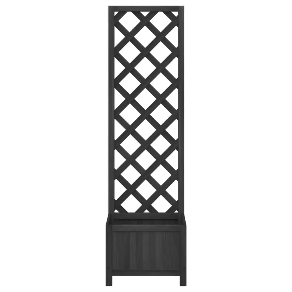 Planter with Trellis Black Solid Wood Fir 365478