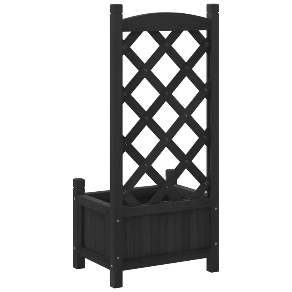 Planter with Trellis Black Solid Wood Fir 365484