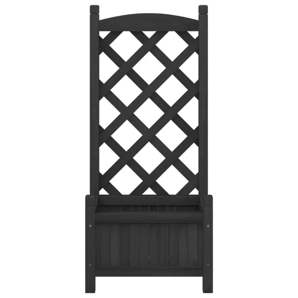 Planter with Trellis Black Solid Wood Fir 365484