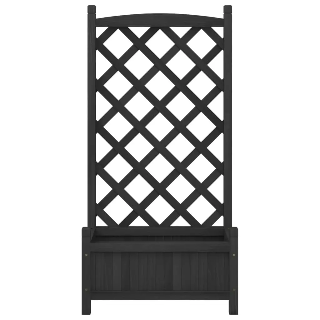 Planter with Trellis Black Solid Wood Fir 365487