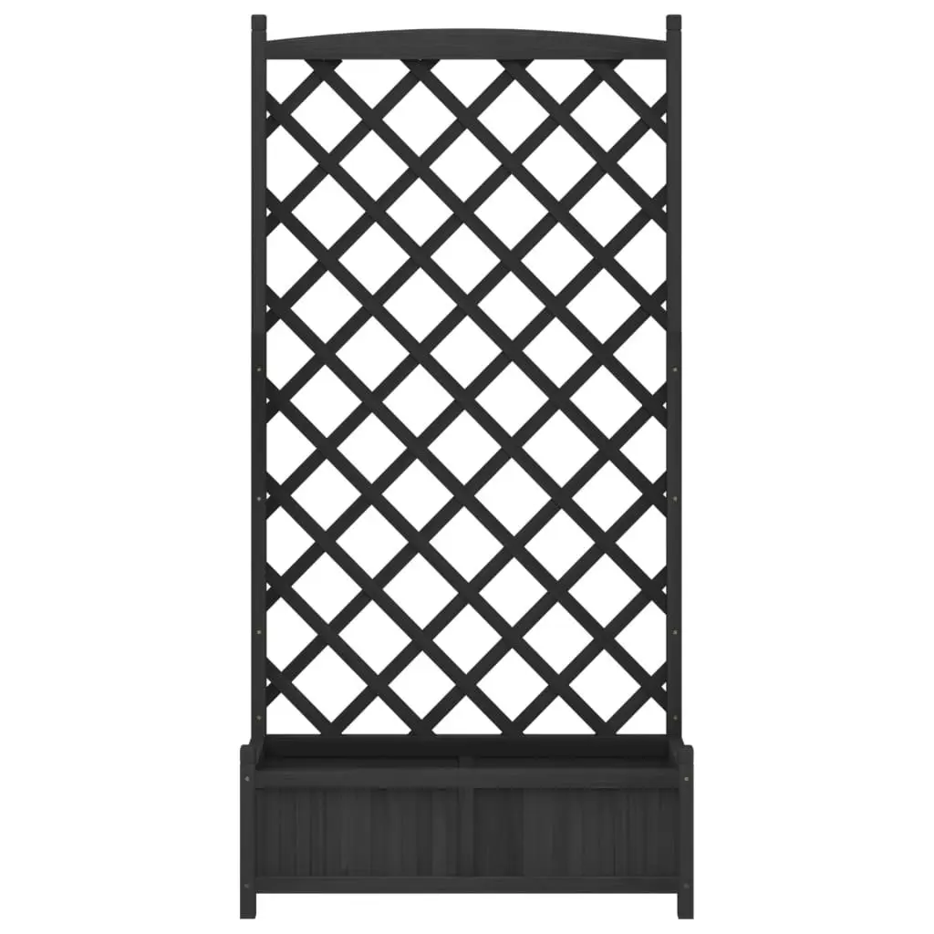 Planter with Trellis Black Solid Wood Fir 365493