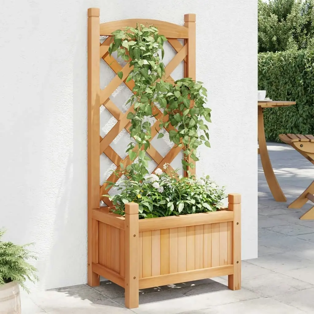 Planter with Trellis Brown Solid Wood Fir 365482