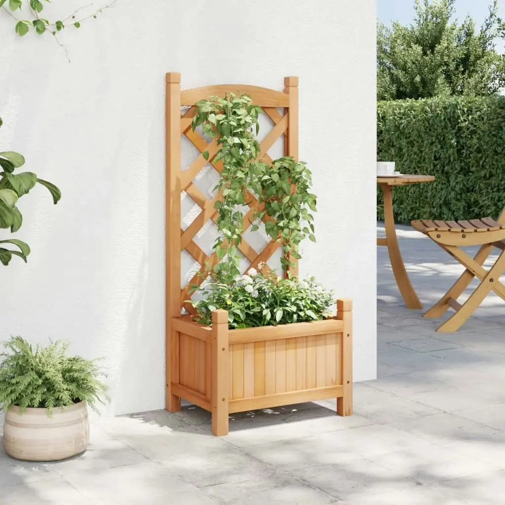 Planter with Trellis Brown Solid Wood Fir 365482