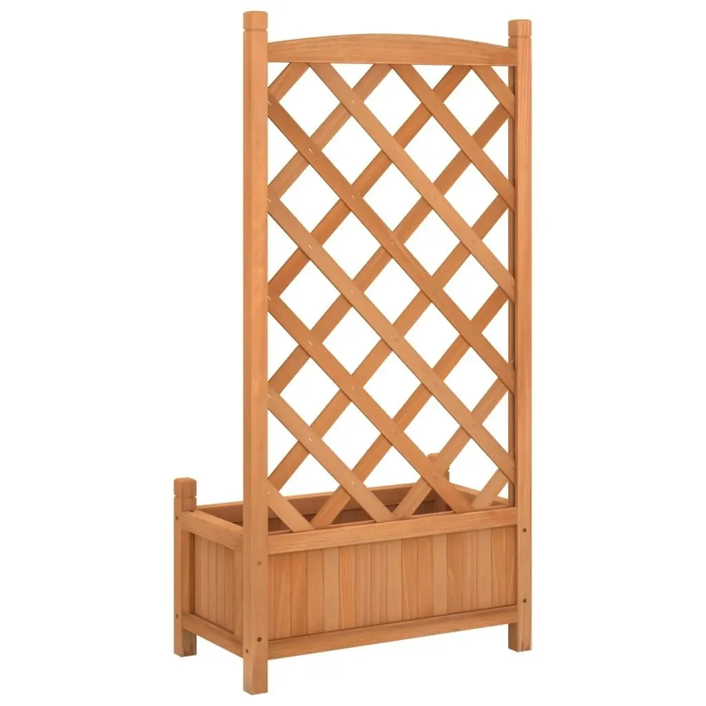 Planter with Trellis Brown Solid Wood Fir 365485