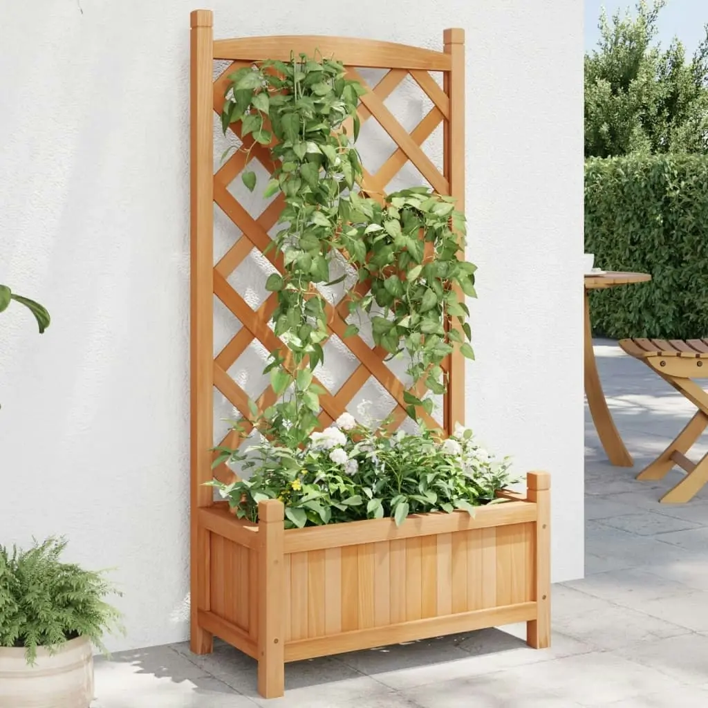 Planter with Trellis Brown Solid Wood Fir 365485