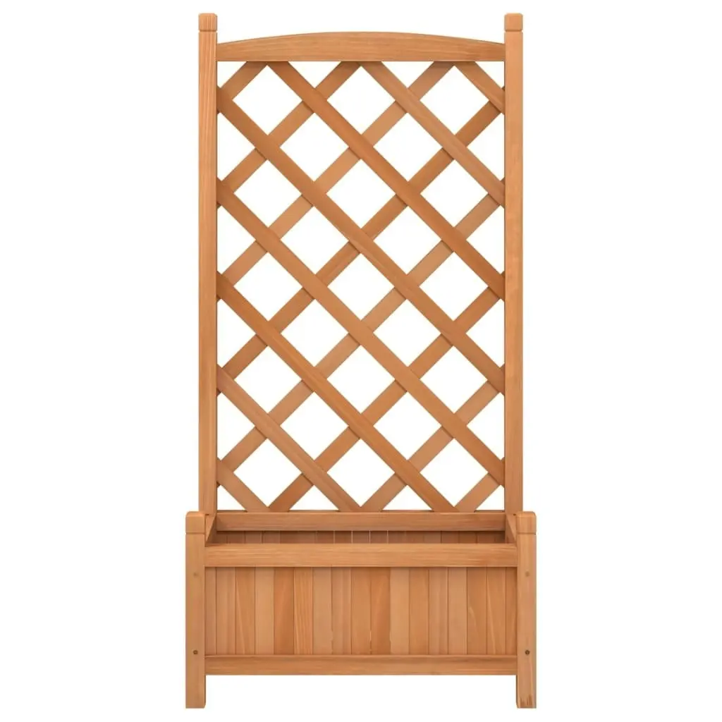 Planter with Trellis Brown Solid Wood Fir 365485