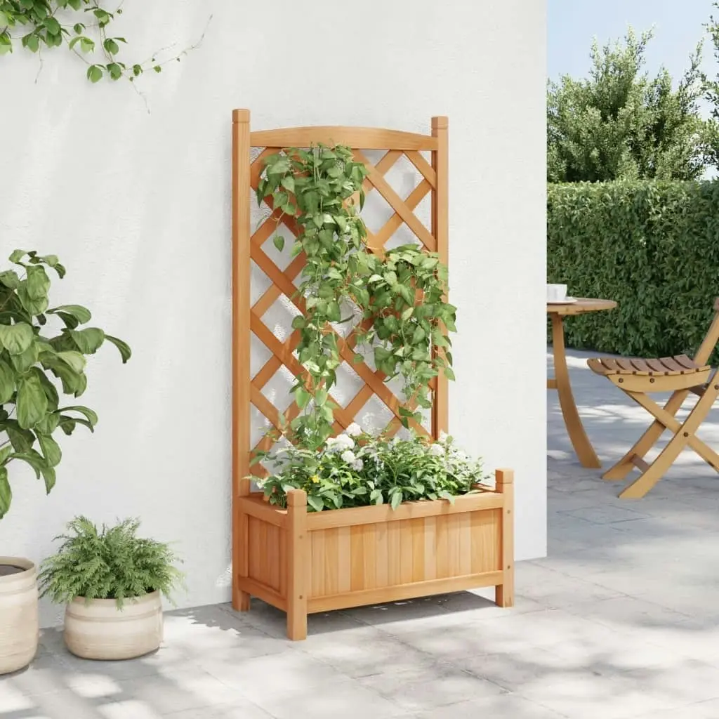 Planter with Trellis Brown Solid Wood Fir 365485