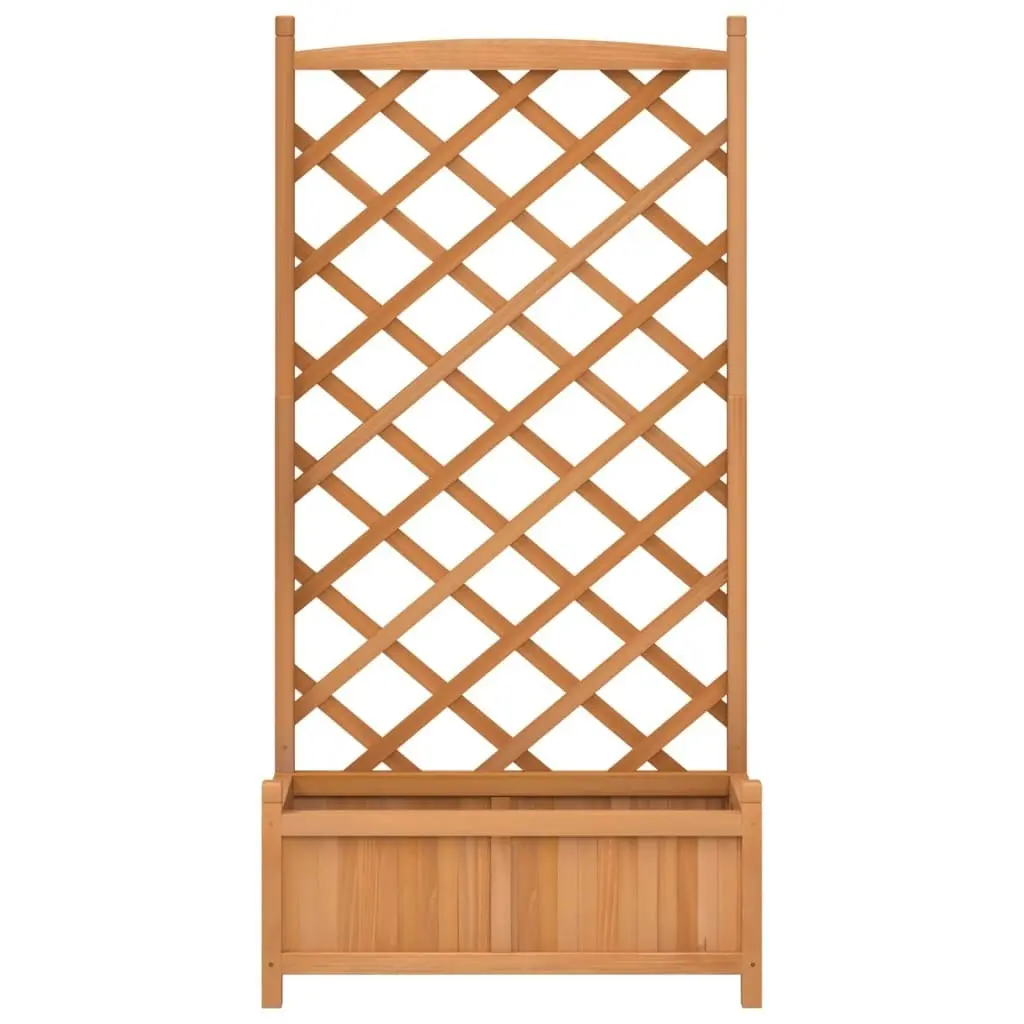 Planter with Trellis Brown Solid Wood Fir 365488