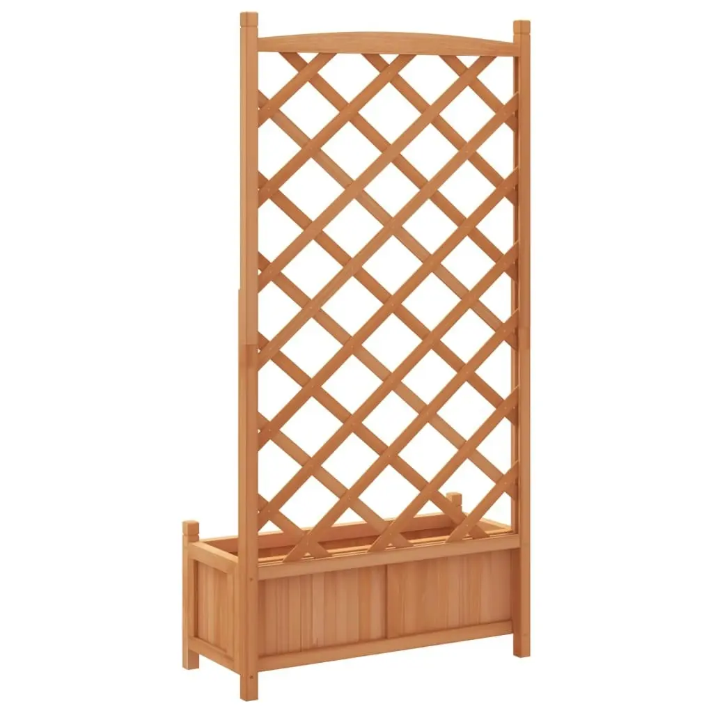 Planter with Trellis Brown Solid Wood Fir 365488