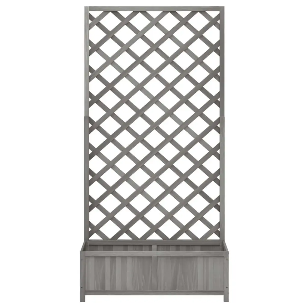 Planter with Trellis Grey Solid Wood Fir 365480