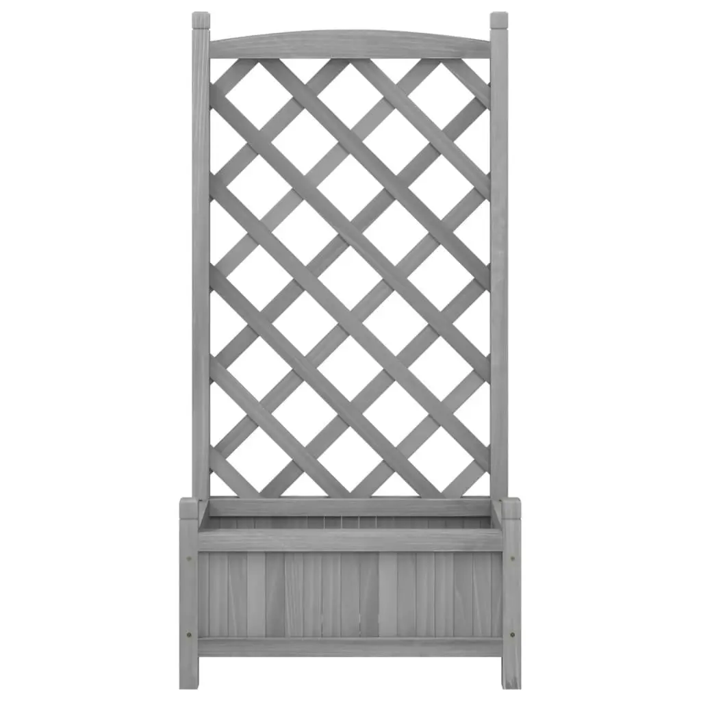 Planter with Trellis Grey Solid Wood Fir 365486