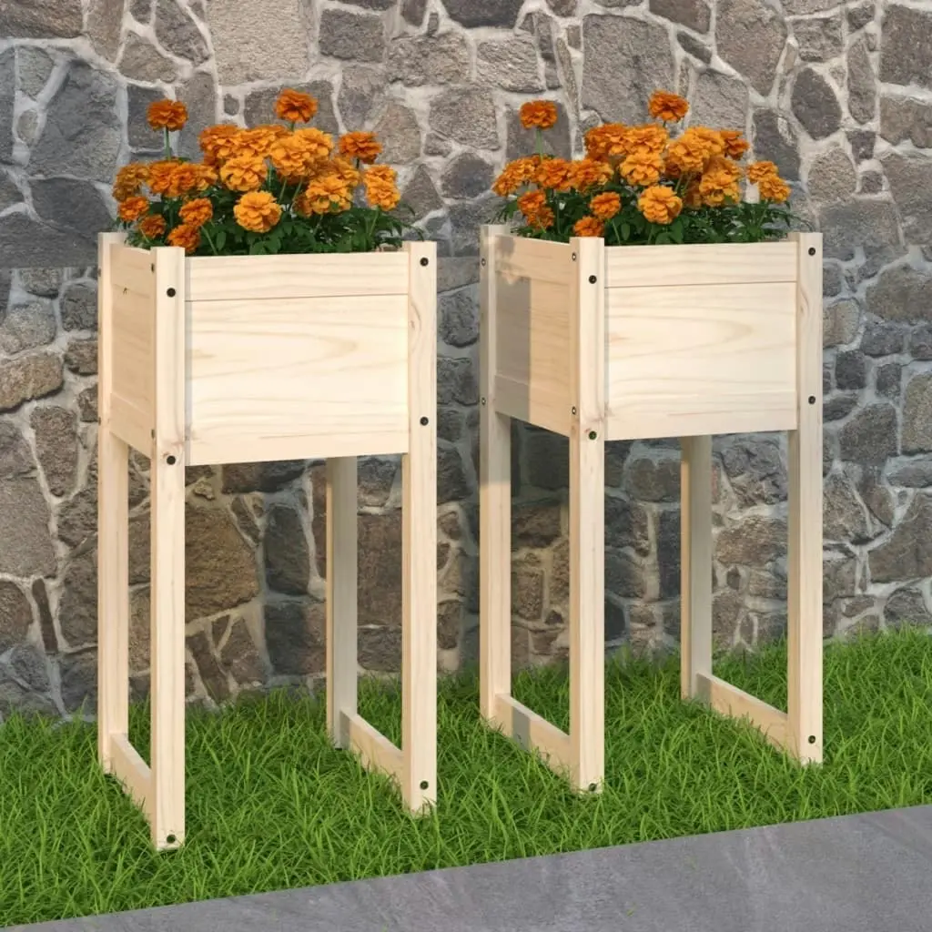 Planters 2 pcs 40x40x81 cm Solid Wood Pine 822123