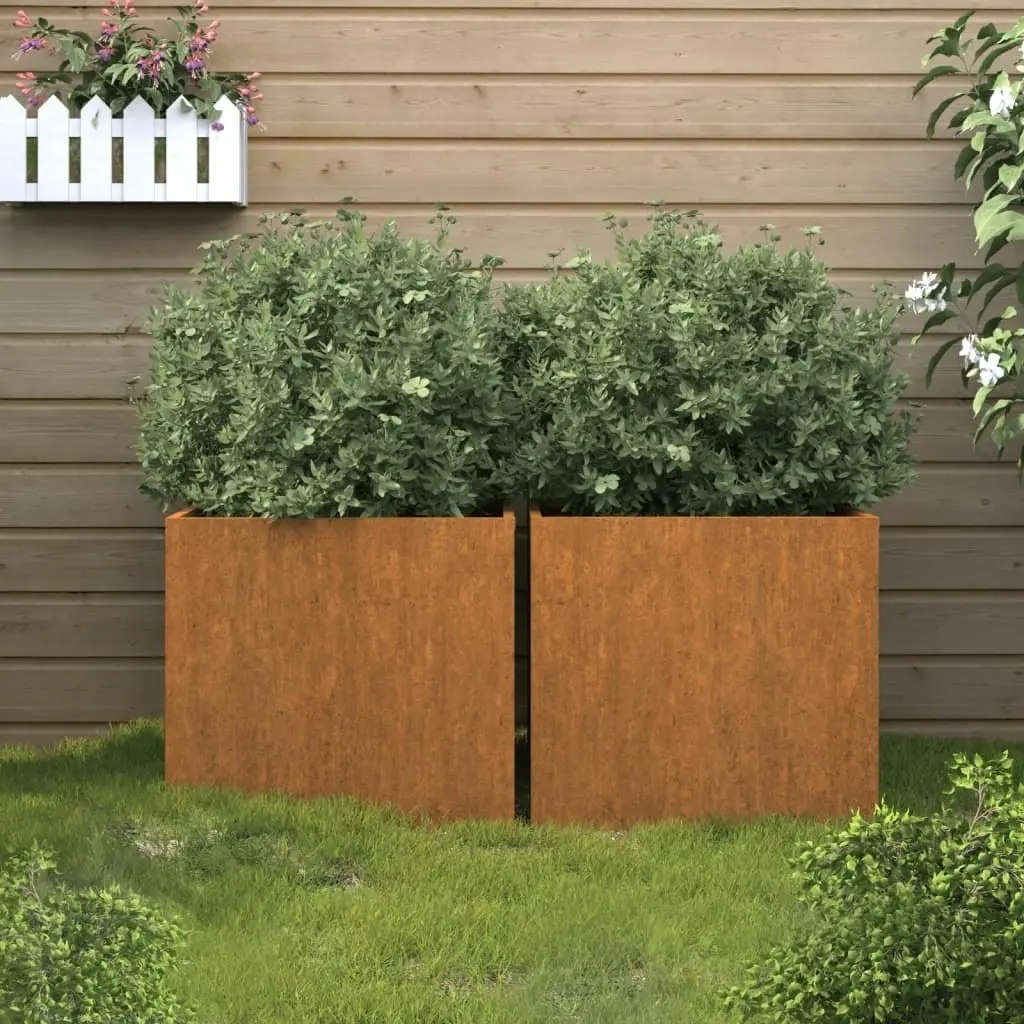 Planters 2 pcs 32x30x29 cm Corten Steel 821548