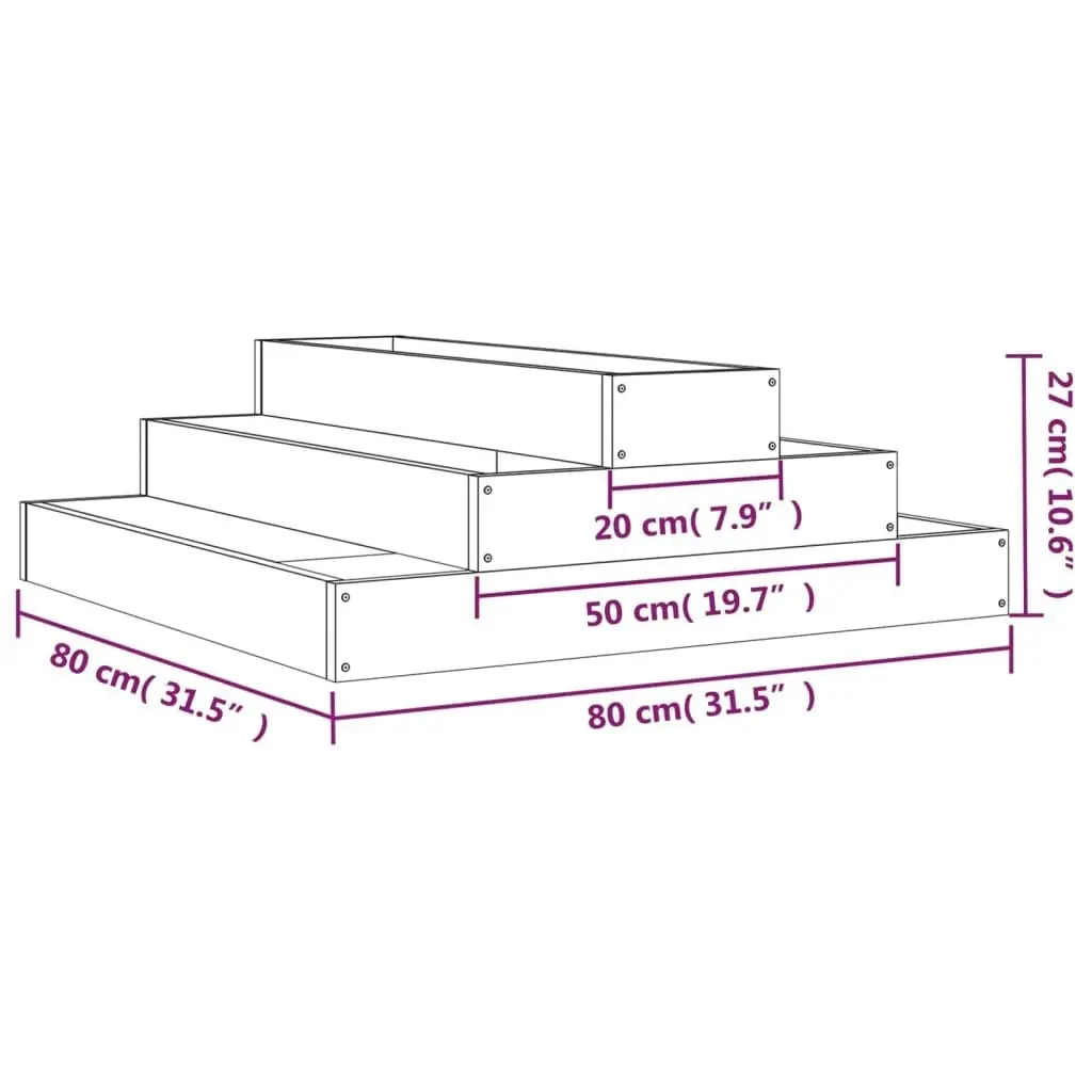 Planter Grey 80x80x27 cm Solid Wood Pine 823894