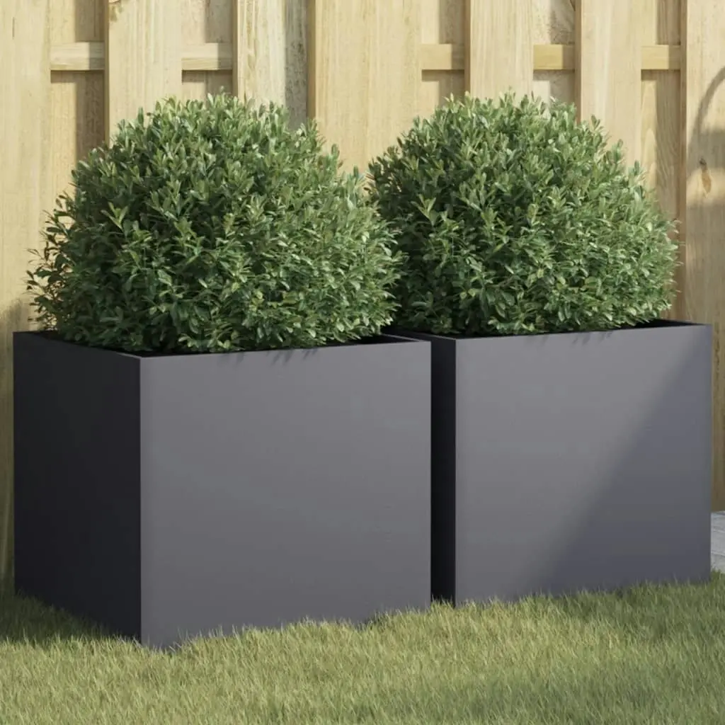 Planters 2 pcs Anthracite 42x40x39 cm Cold-rolled Steel 841552