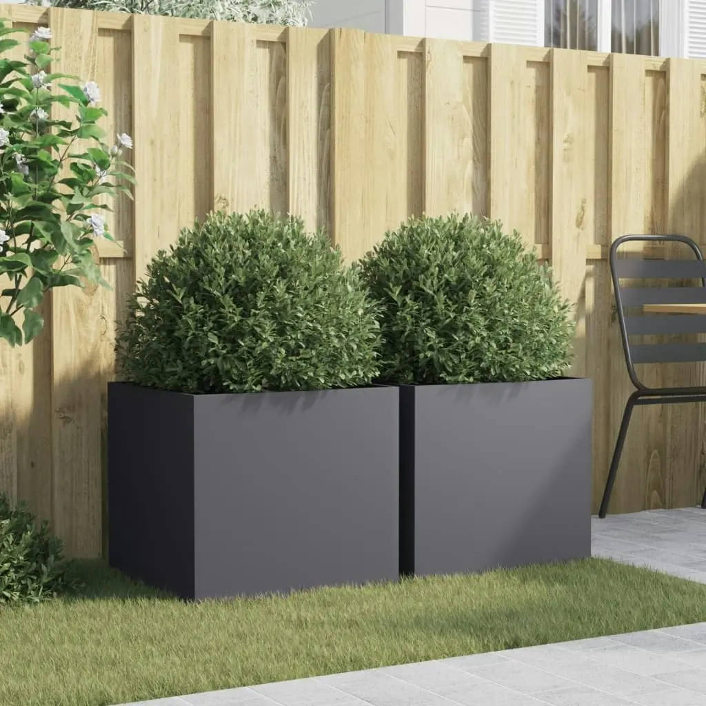 Planters 2 pcs Anthracite 49x47x46 cm Cold-rolled Steel 841564