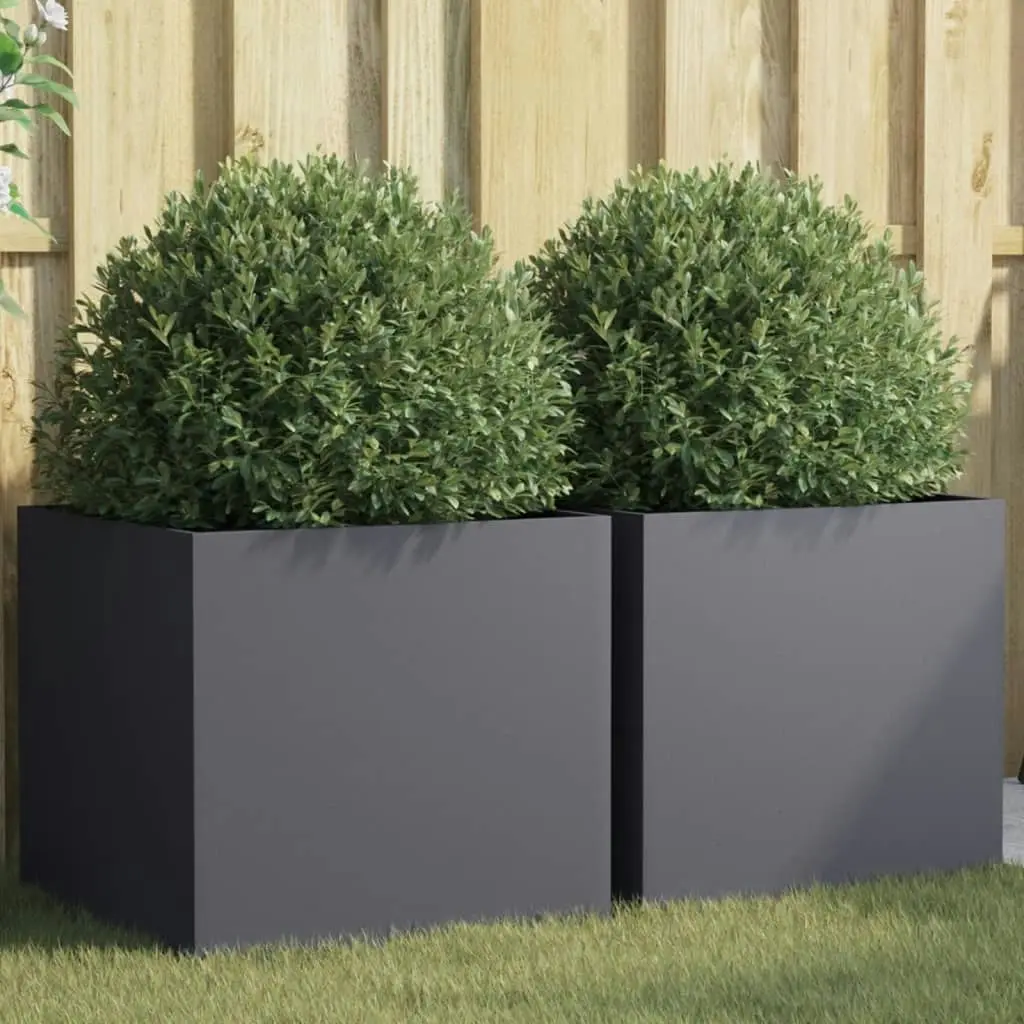 Planters 2 pcs Anthracite 49x47x46 cm Cold-rolled Steel 841564