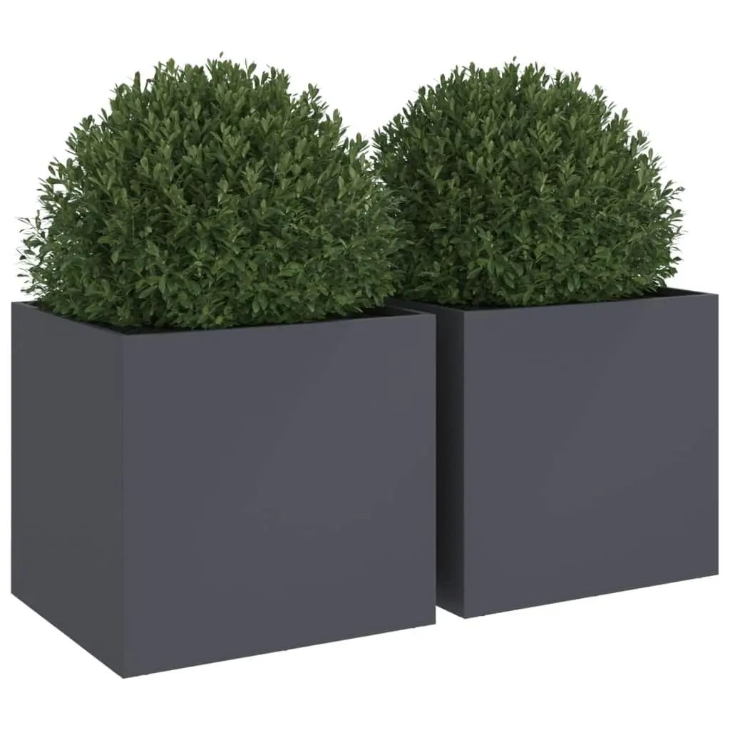 Planters 2 pcs Anthracite 49x47x46 cm Cold-rolled Steel 841564