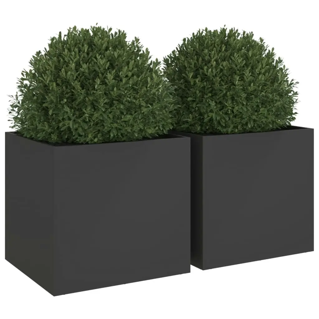 Planters 2 pcs Black 49x47x46 cm Cold-rolled Steel 841560