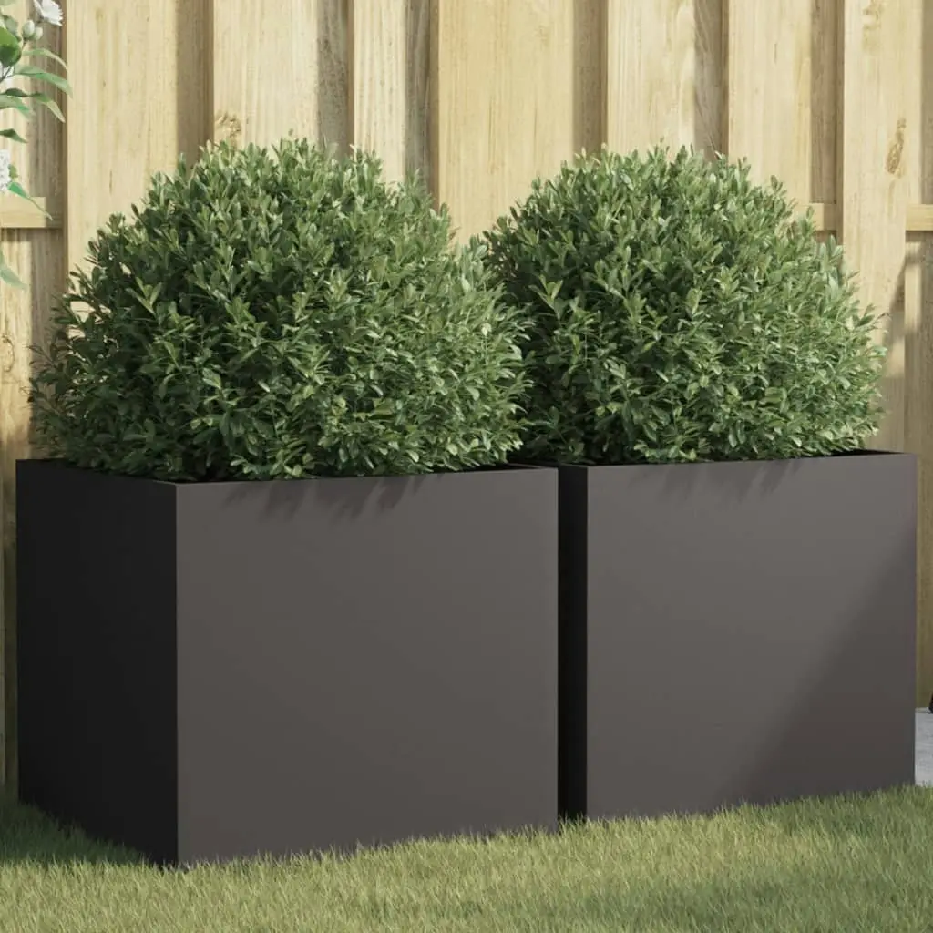 Planters 2 pcs Black 49x47x46 cm Cold-rolled Steel 841560