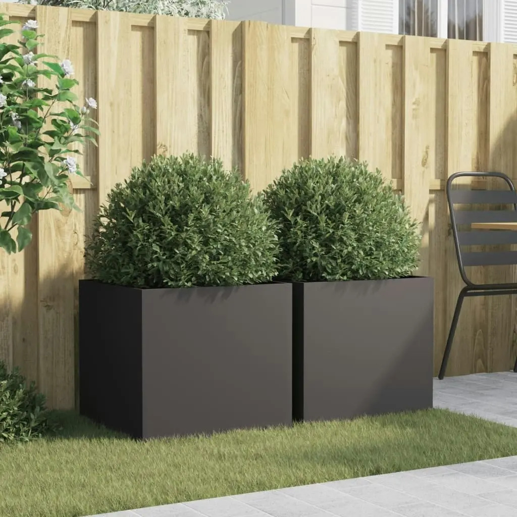 Planters 2 pcs Black 49x47x46 cm Cold-rolled Steel 841560