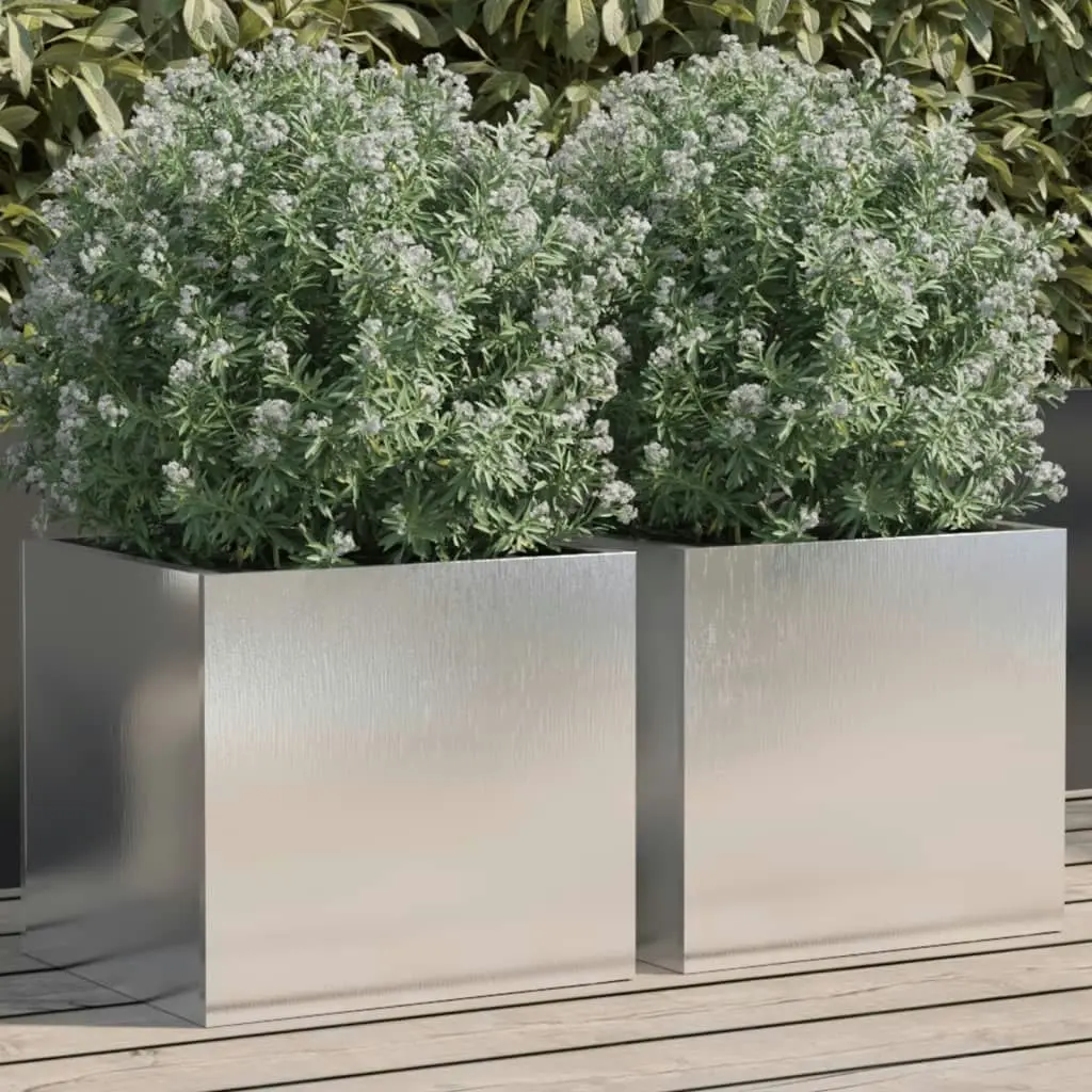 Planters 2 pcs Silver 32x30x29 cm Stainless Steel 841544